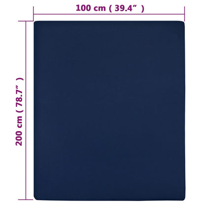 Lenzuola con Angoli Jersey 2pz Blu Marino 100x200 cm Cotone