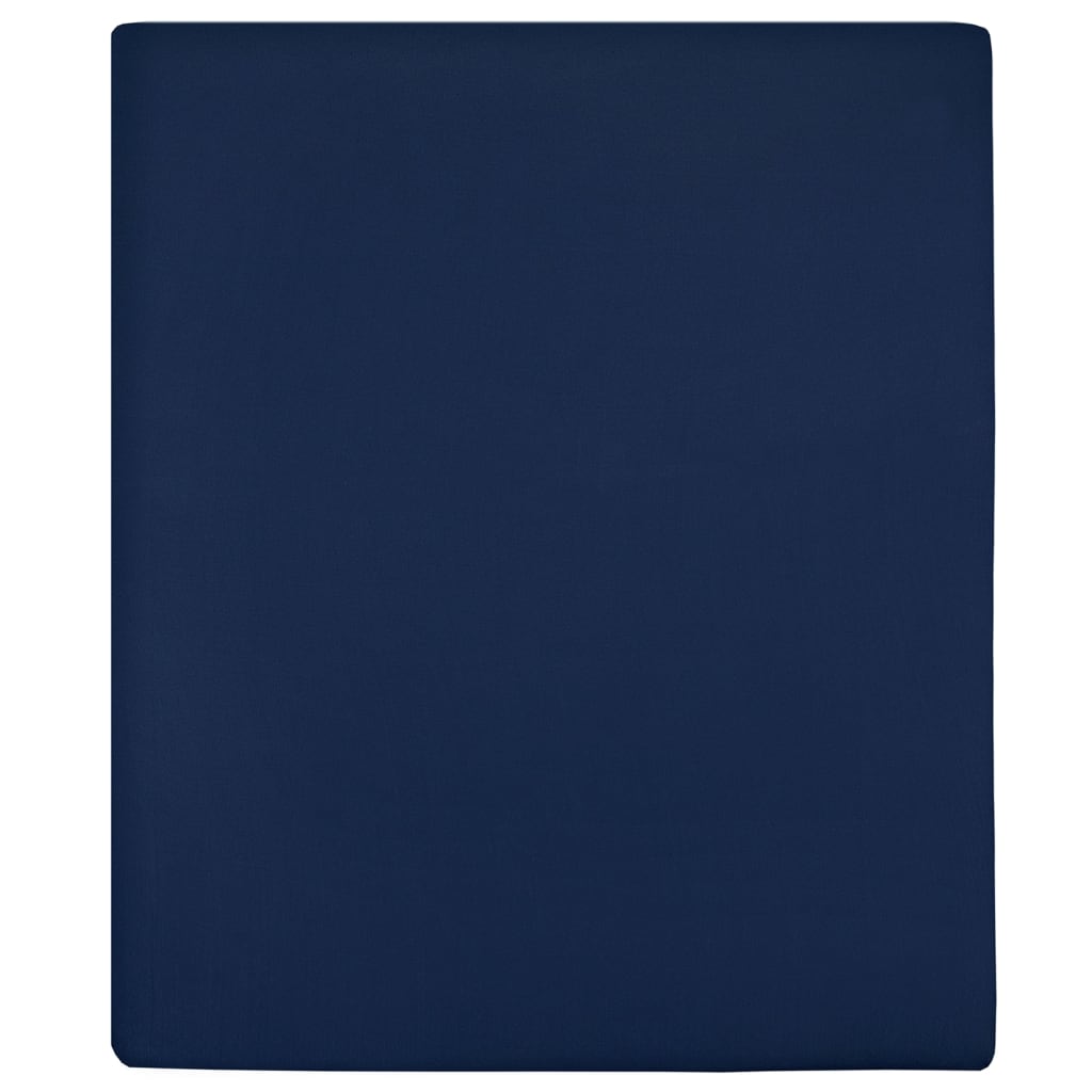 Lenzuolo con Angoli Jersey Blu Marino 180x200 cm Cotone