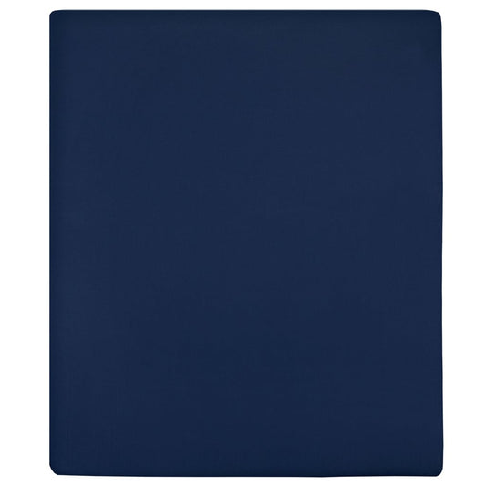 Lenzuola con Angoli Jersey 2pz Blu Marino 180x200 cm Cotone