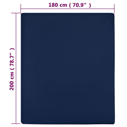 Lenzuola con Angoli Jersey 2pz Blu Marino 180x200 cm Cotone