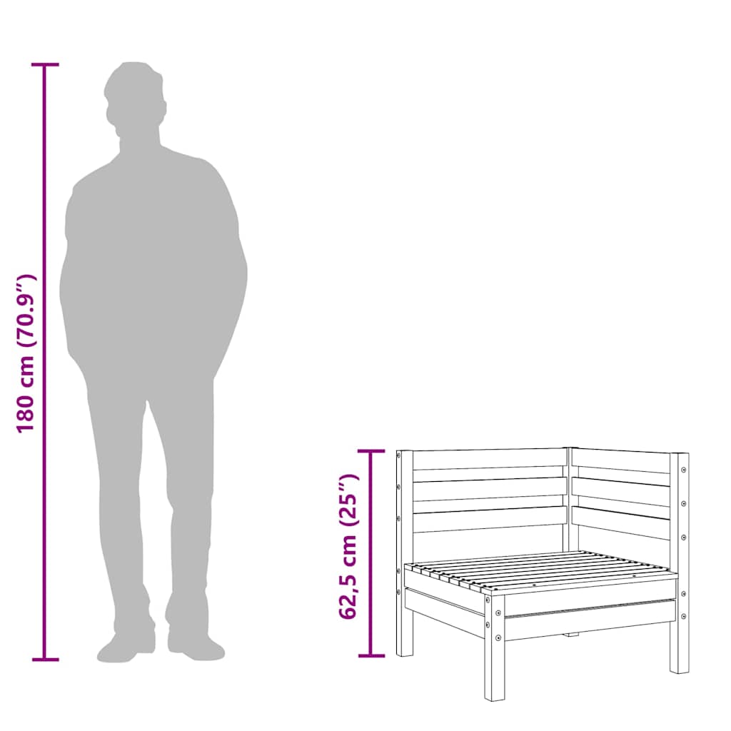Divani Angolari da Giardino 2 pz in Legno Massello di Pino