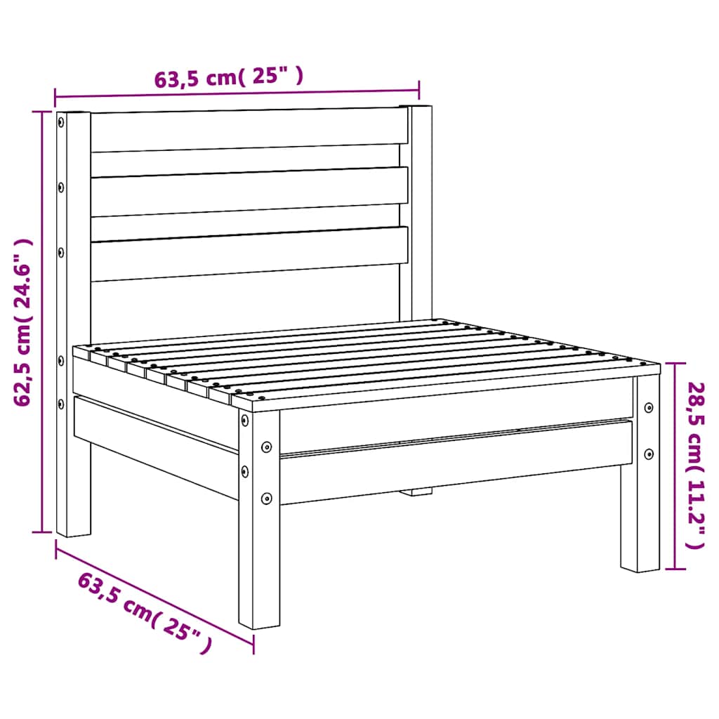 Divani Centrali da Giardino 4 pz in Legno Massello di Pino