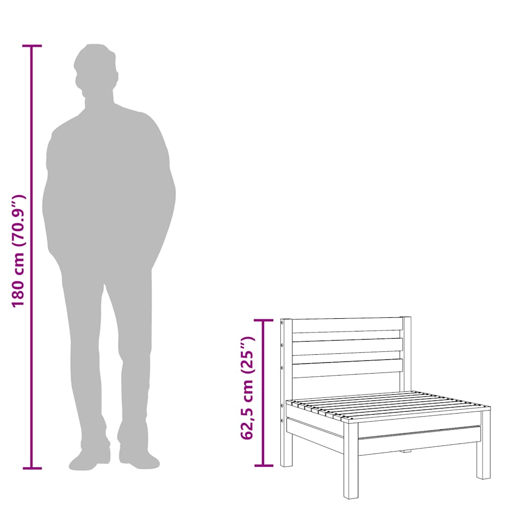 Divani Centrali da Giardino 4 pz in Legno Massello di Pino