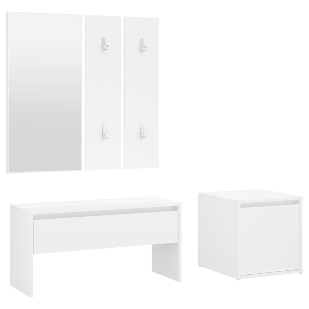 White Plywood Hallway Furniture Set