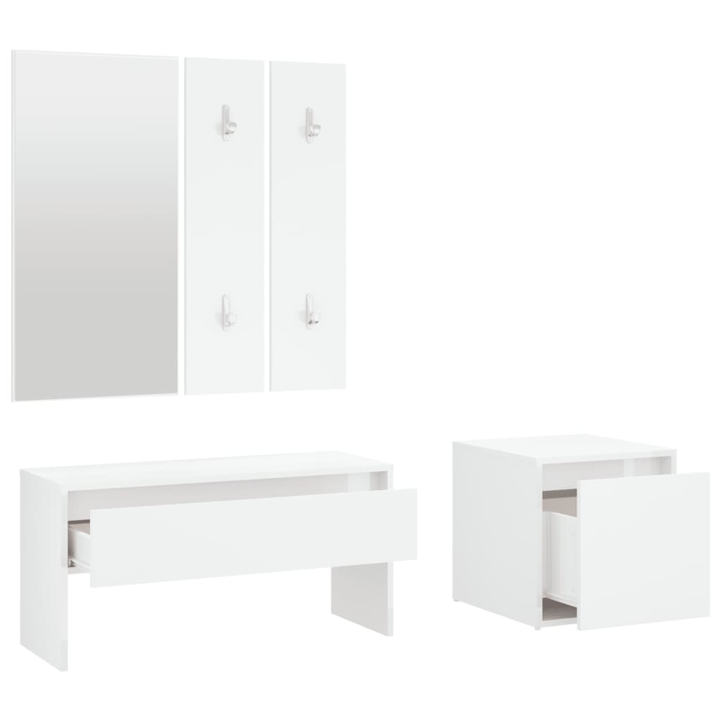 White Plywood Hallway Furniture Set