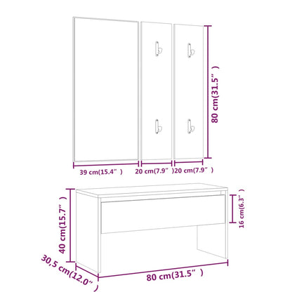 Gloss White Hallway Furniture Set in Plywood