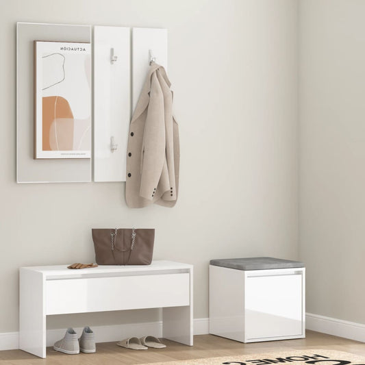 Gloss White Hallway Furniture Set in Plywood