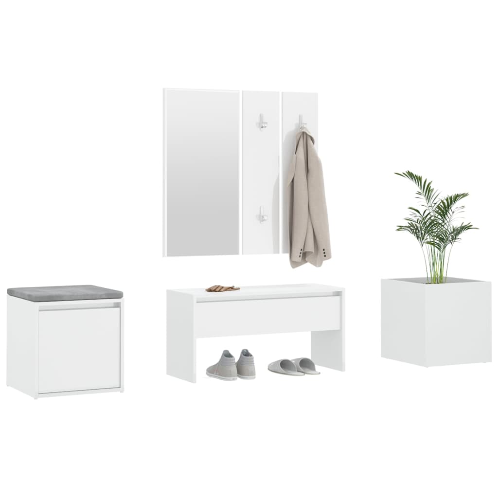 Gloss White Hallway Furniture Set in Plywood