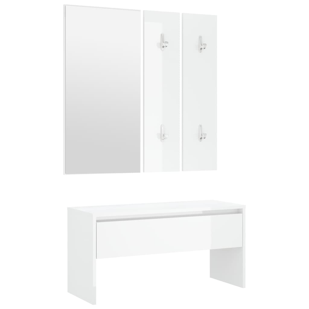 Gloss White Hallway Furniture Set in Plywood