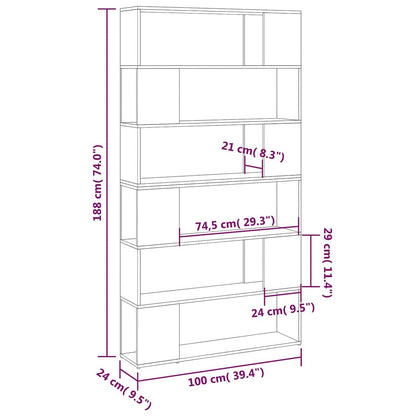 Libreria/Divisorio Stanza Rovere Sonoma 100x24x188 cm