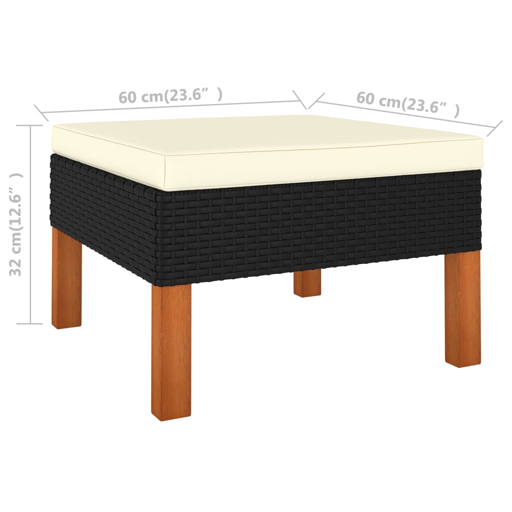 Set Divani da Giardino 6pz Polyrattan Legno di Eucalipto Nero - homemem39