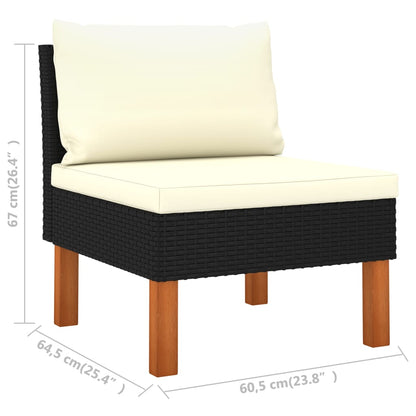 Set Divani da Giardino 9pz Polyrattan Legno di Eucalipto Nero - homemem39