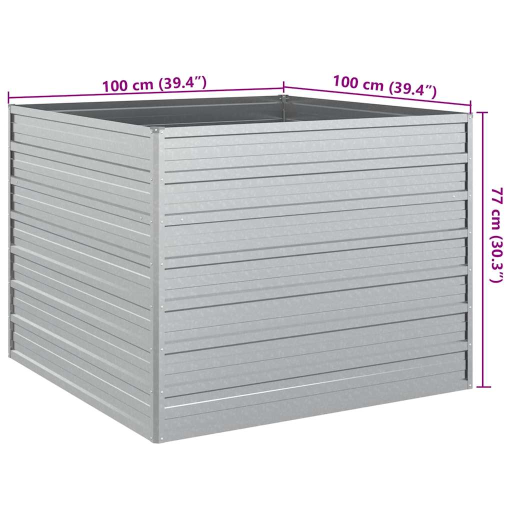 Letto Rialzato Giardino 100x100x77cm in Acciaio Zincato Argento - homemem39