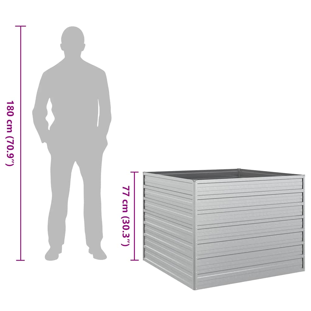 Letto Rialzato Giardino 100x100x77cm in Acciaio Zincato Argento - homemem39