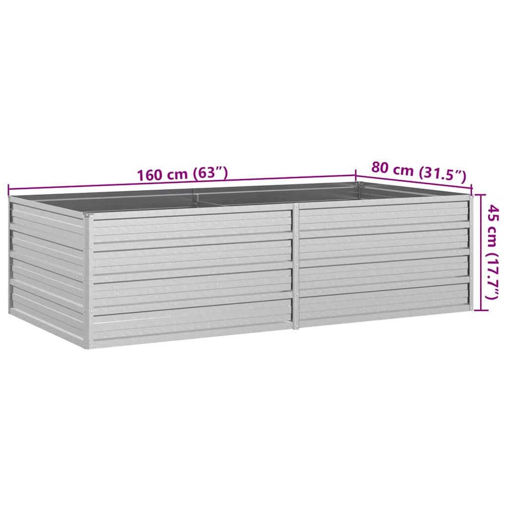 Letto Rialzato Giardino 160x80x45 cm in Acciaio Zincato Argento - homemem39