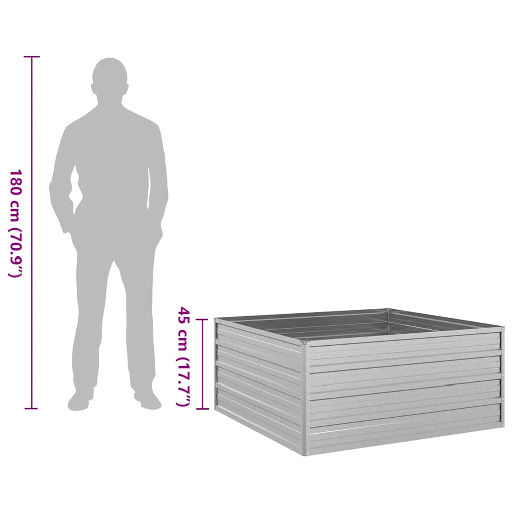 Letto Rialzato Giardino 100x100x45cm in Acciaio Zincato Argento - homemem39