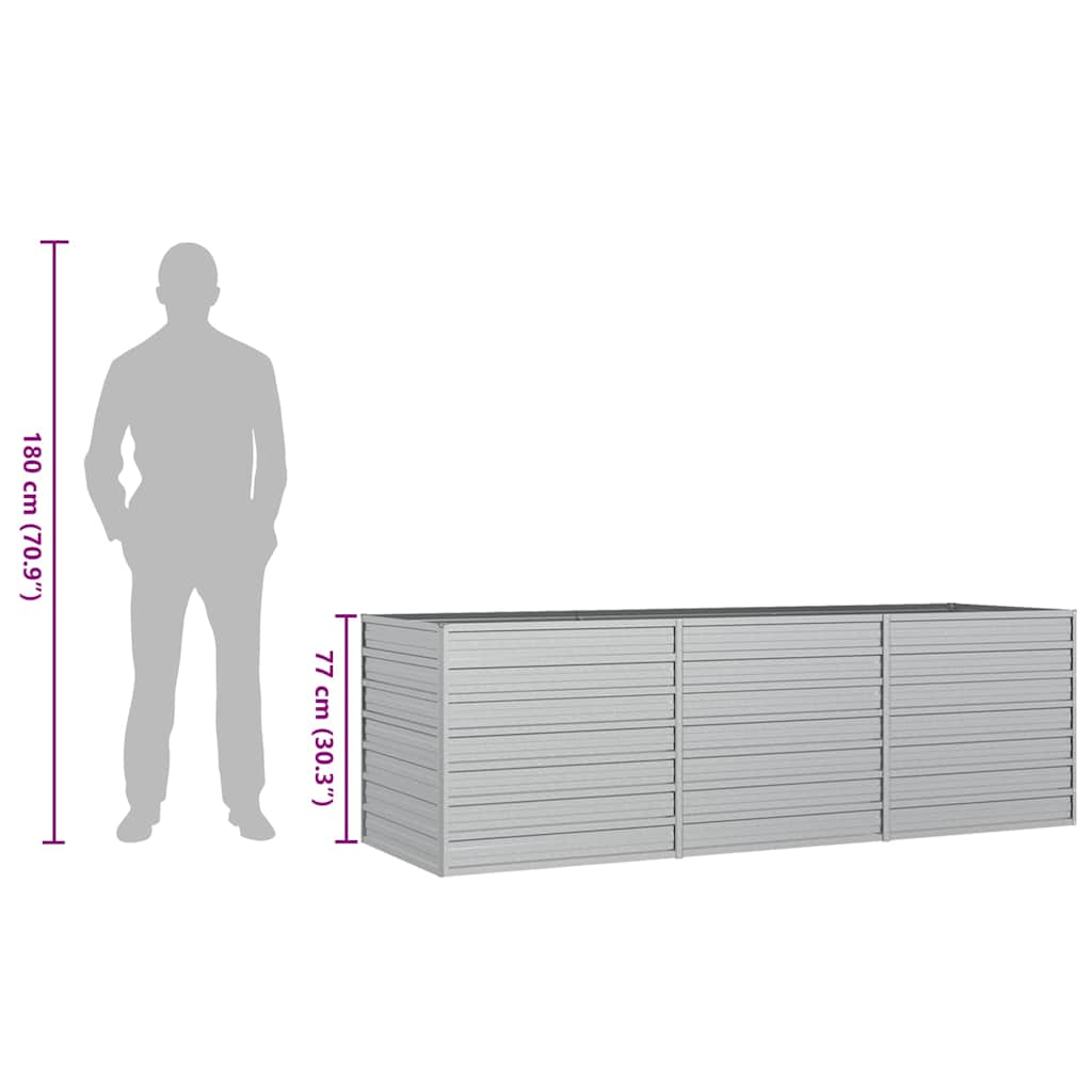 Letto Rialzato Giardino 240x80x77 cm in Acciaio Zincato Argento - homemem39