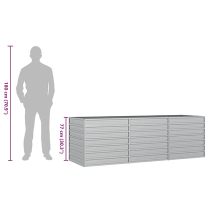 Letto Rialzato Giardino 240x80x77 cm in Acciaio Zincato Argento - homemem39