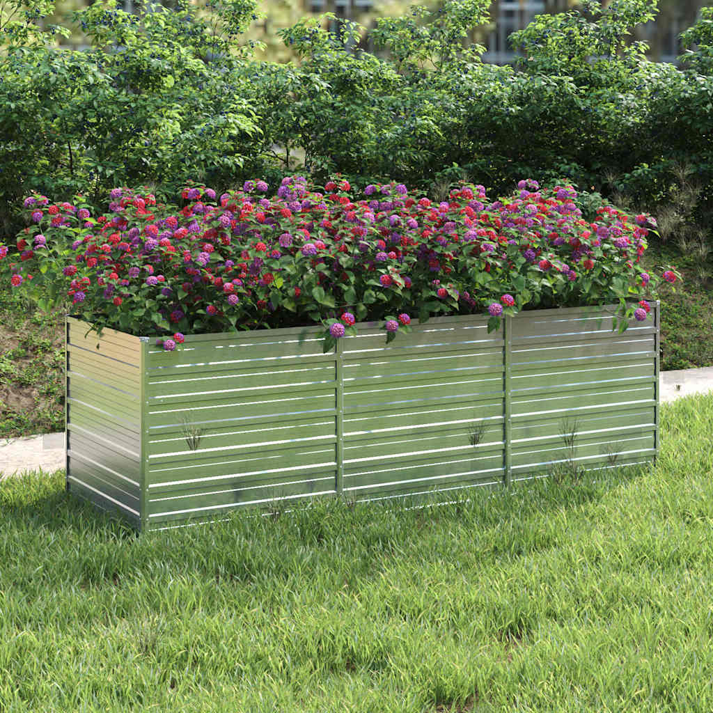 Letto Rialzato Giardino 240x80x77 cm in Acciaio Zincato Argento