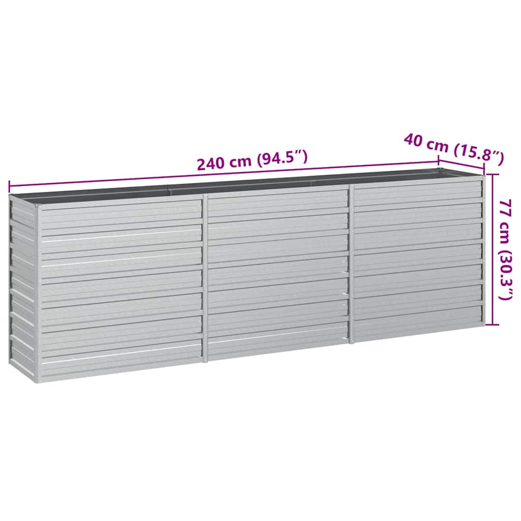 Letto Rialzato Giardino 240x40x77 cm in Acciaio Zincato Argento - homemem39