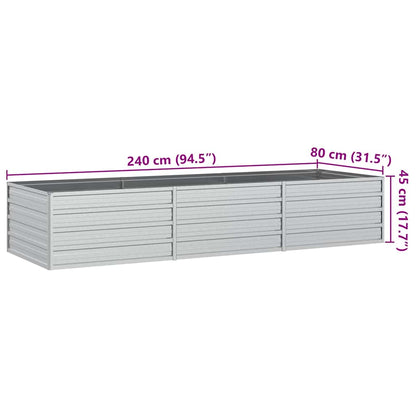 Letto Rialzato Giardino 240x80x45 cm in Acciaio Zincato Argento