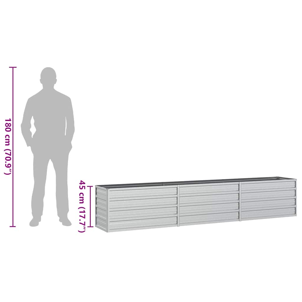 Letto Rialzato Giardino 240x40x45 cm in Acciaio Zincato Argento - homemem39