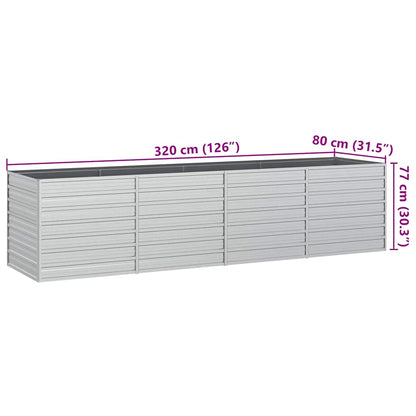 Letto Rialzato Giardino 320x80x77 cm in Acciaio Zincato Argento - homemem39