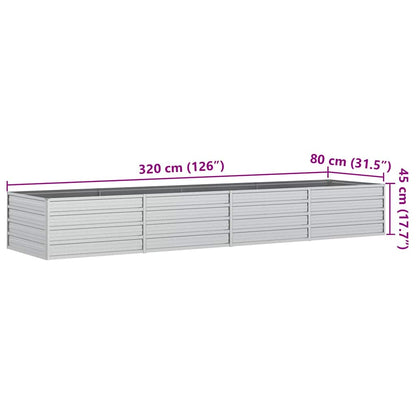 Letto Rialzato Giardino 320x80x45 cm in Acciaio Zincato Argento
