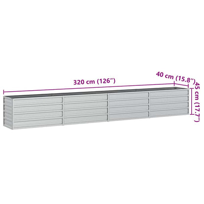 Letto Rialzato Giardino 320x40x45 cm in Acciaio Zincato Argento - homemem39