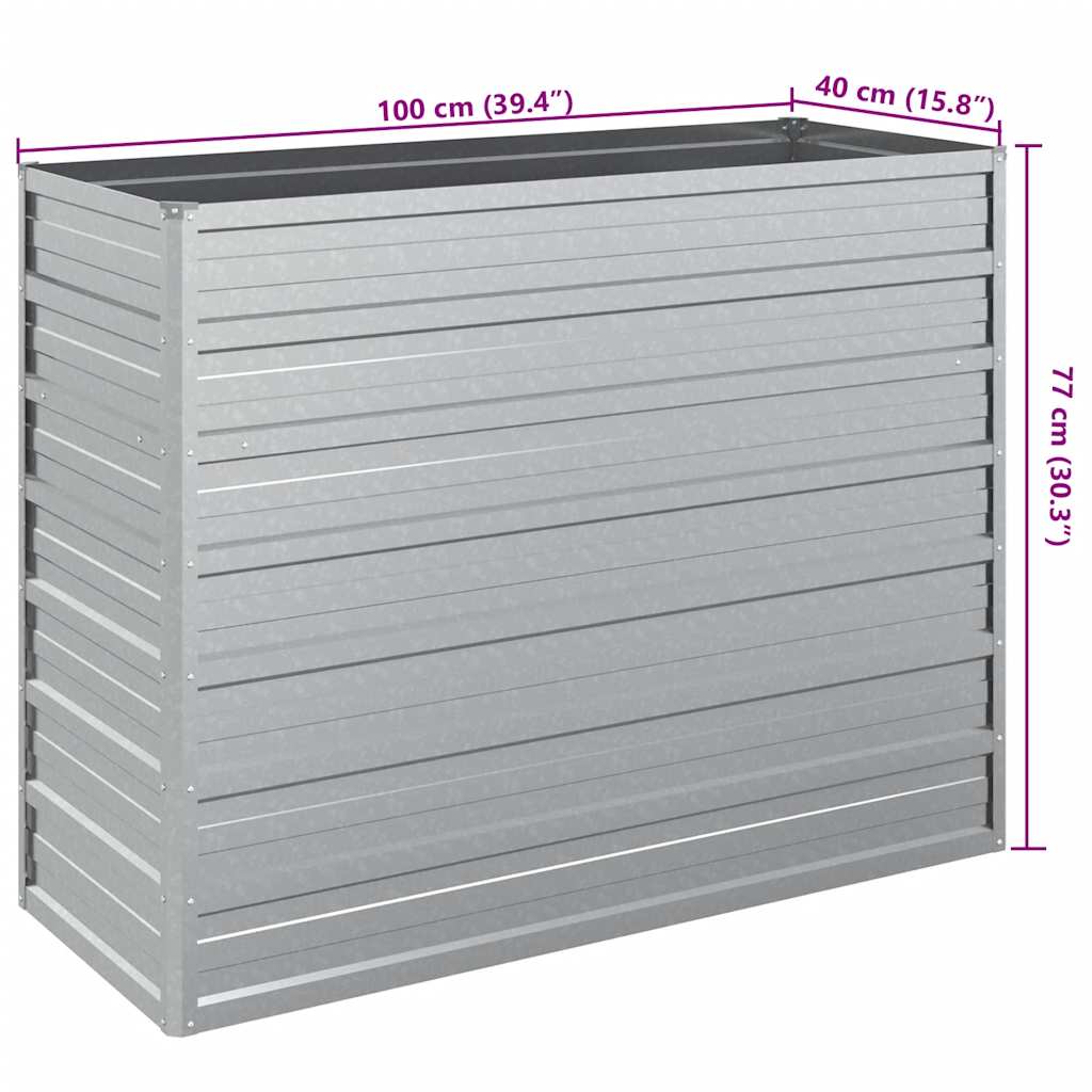 Letto Rialzato Giardino 100x40x77 cm in Acciaio Zincato Argento - homemem39