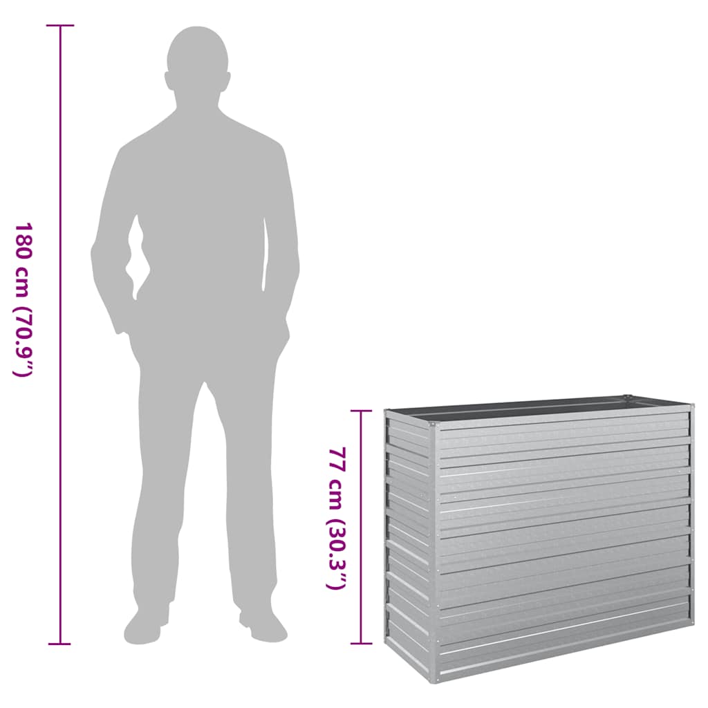 Letto Rialzato Giardino 100x40x77 cm in Acciaio Zincato Argento - homemem39