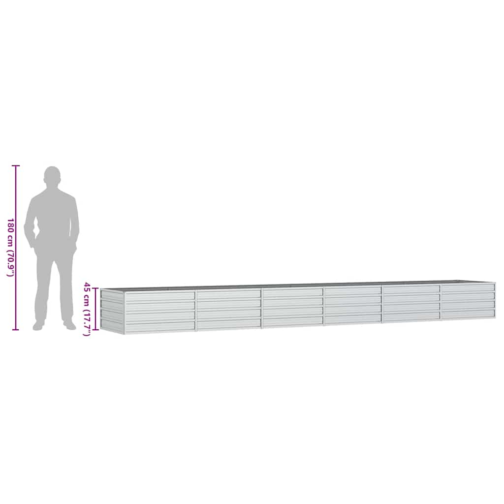 Letto Rialzato Giardino 480x80x77 cm in Acciaio Zincato Argento | homemem39