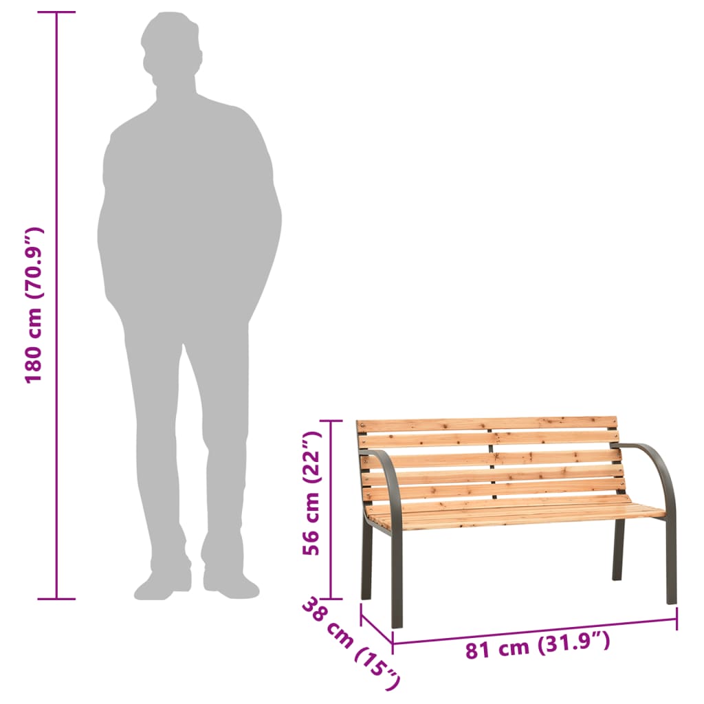 Panca da Giardino Doppia 81 cm in Legno di Abete Cinese - homemem39