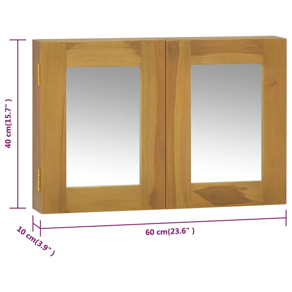 Mobile a Specchio 60x10x40 cm in Legno Massello di Teak | homemem39