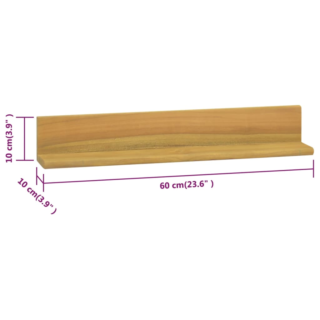 Mensole da Parete 2 pz 60x10x10 cm in Legno Massello di Teak | homemem39