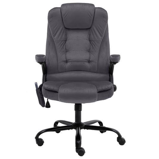 Sedia da Ufficio Massaggiante Grigio Scuro in Velluto