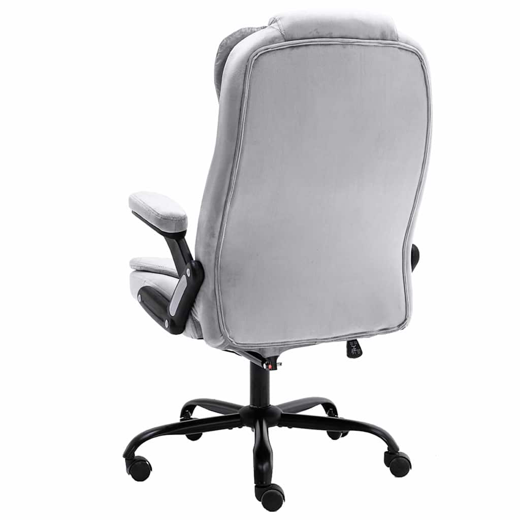 Sedia da Ufficio Massaggiante Grigio Chiaro in Velluto