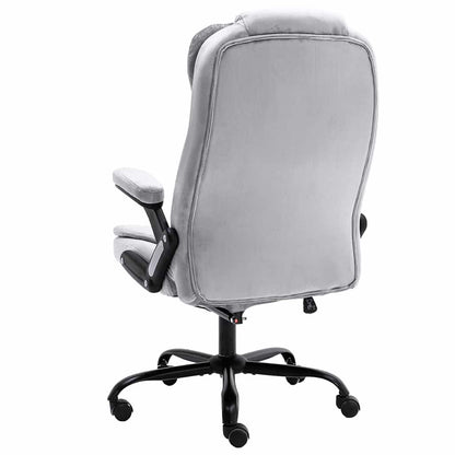 Sedia da Ufficio Massaggiante Grigio Chiaro in Velluto