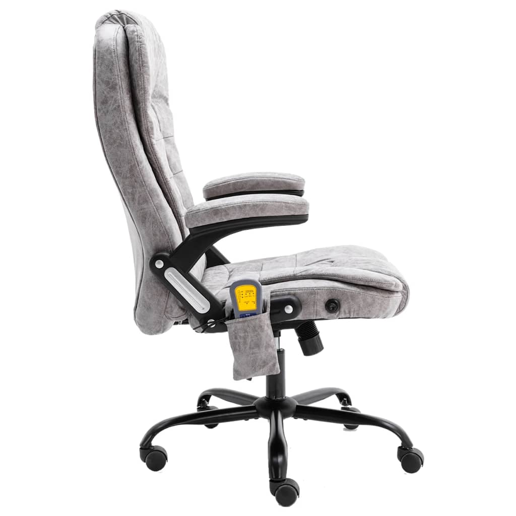 Sedia da Ufficio Massaggiante Grigio Chiaro in Scamosciato | homemem39