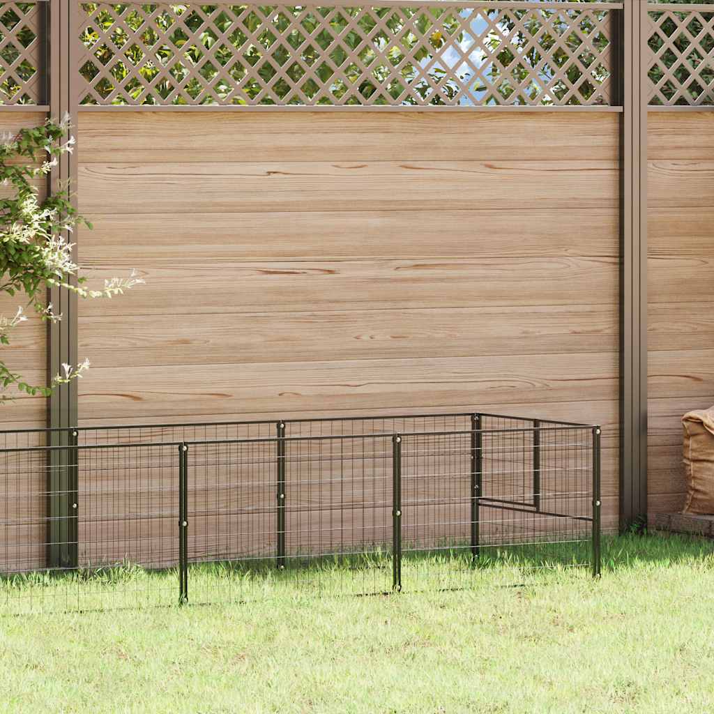 Gabbia per Cani Nera 6 m² in Acciaio | homemem39