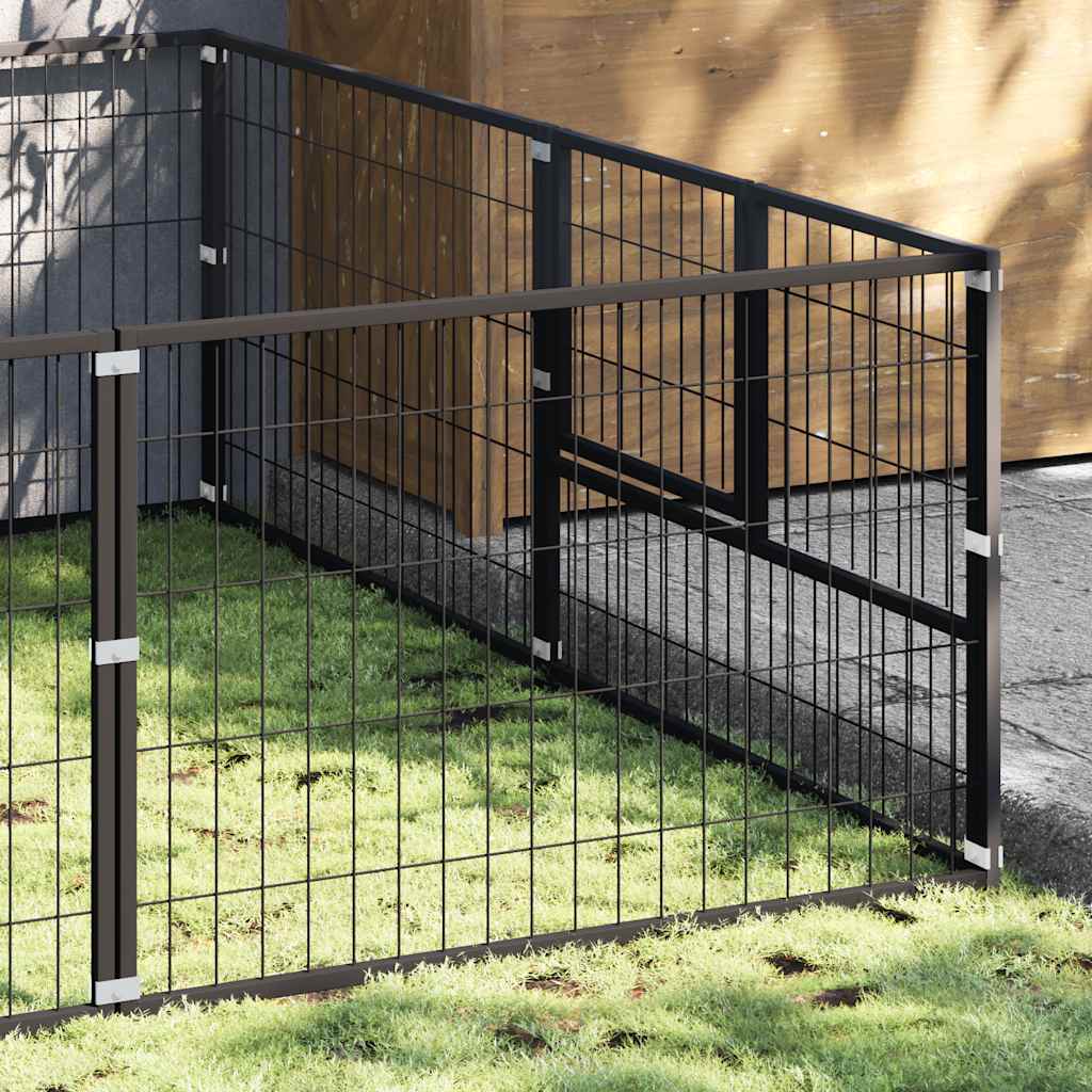 Gabbia per Cani Nera 4 m² in Acciaio | homemem39