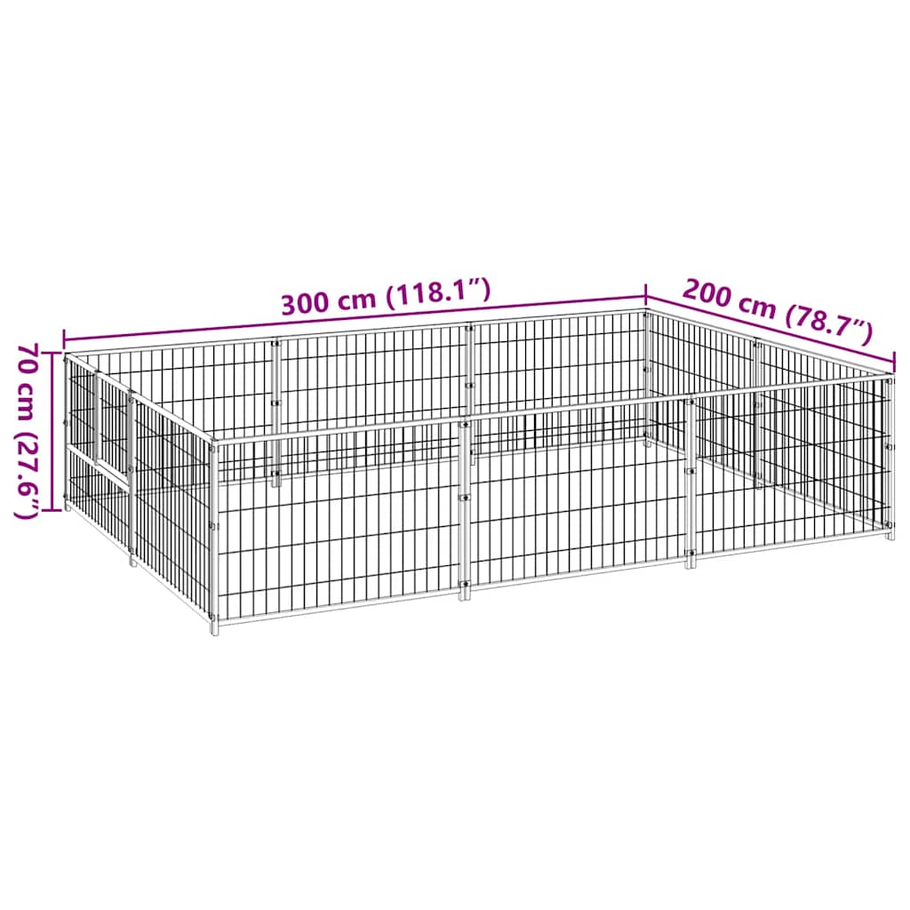 Gabbia per Cani Nera 6 m² in Acciaio | homemem39