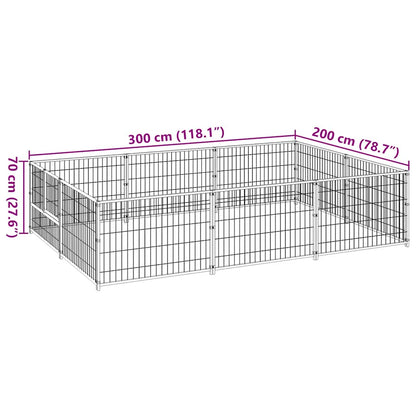 Gabbia per Cani Nera 6 m² in Acciaio
