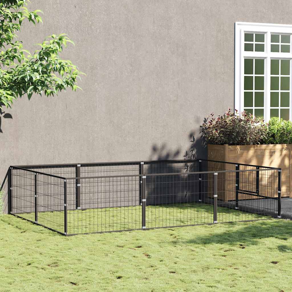 Gabbia per Cani Nera 6 m² in Acciaio | homemem39
