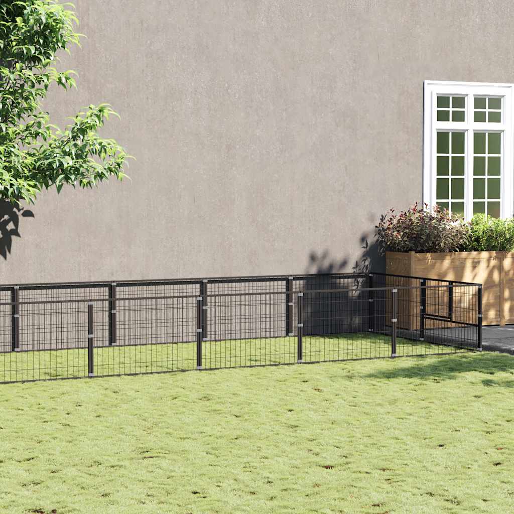 Gabbia per Cani Nera 14 m² in Acciaio | homemem39