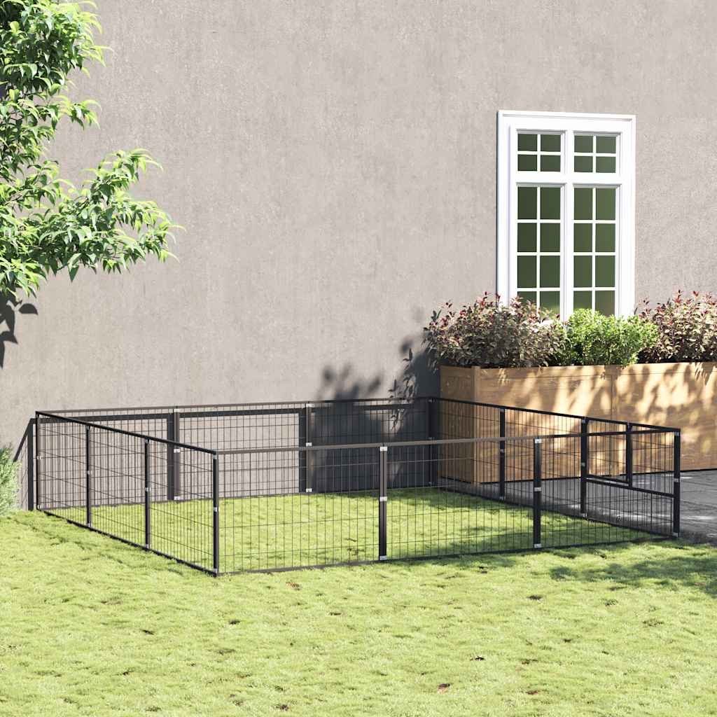 Gabbia per Cani Nera 9 m² in Acciaio | homemem39