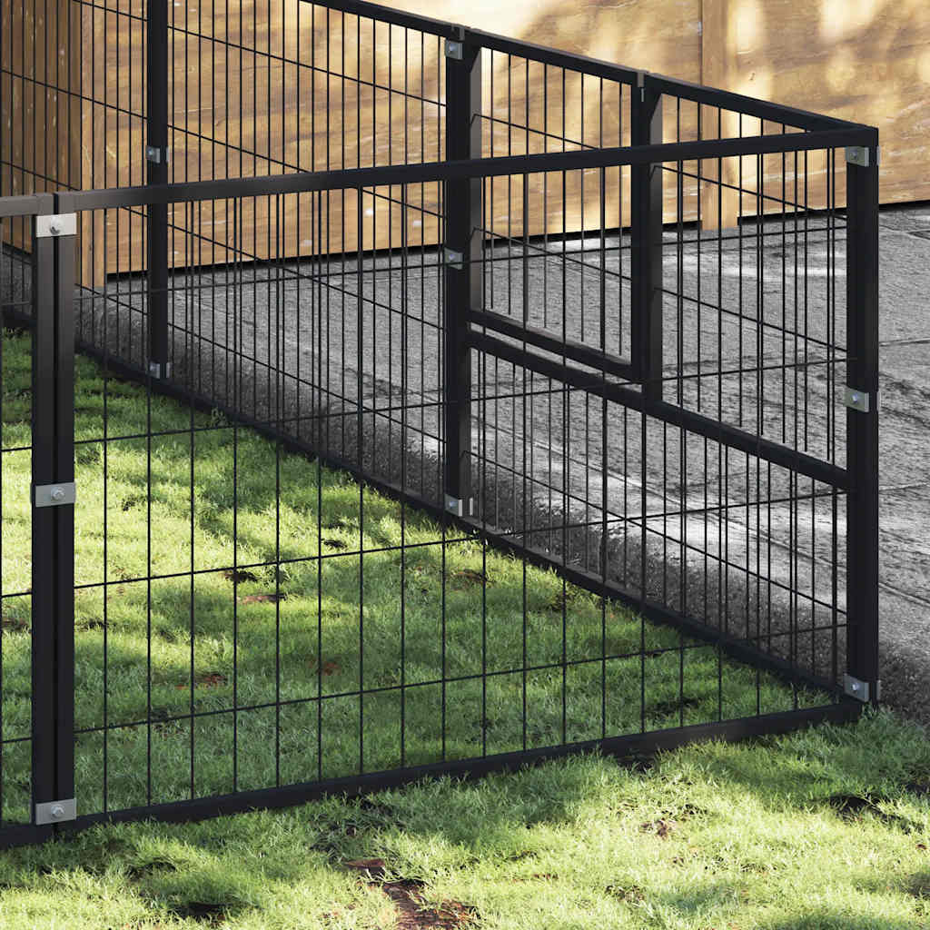 Gabbia per Cani Nera 12 m² in Acciaio | homemem39