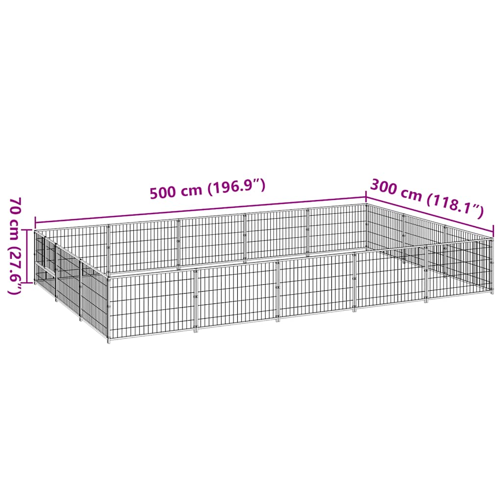Gabbia per Cani Nera 15 m² in Acciaio | homemem39