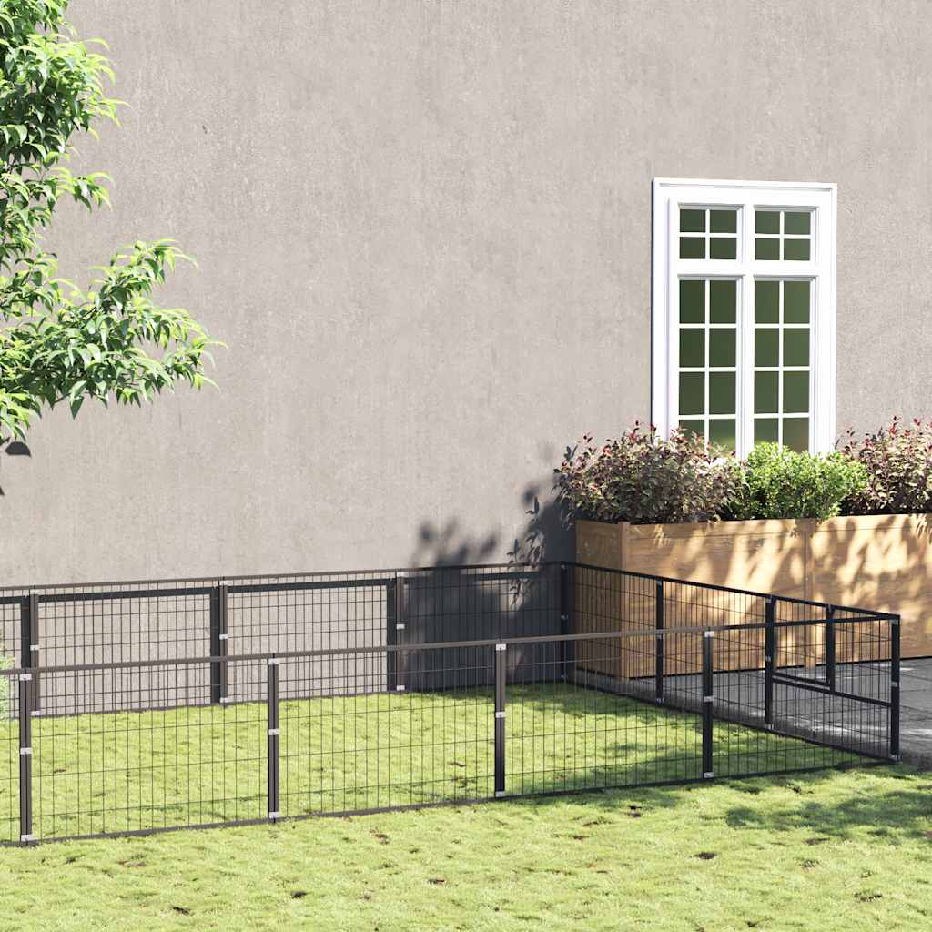 Gabbia per Cani Nera 18 m² in Acciaio | homemem39