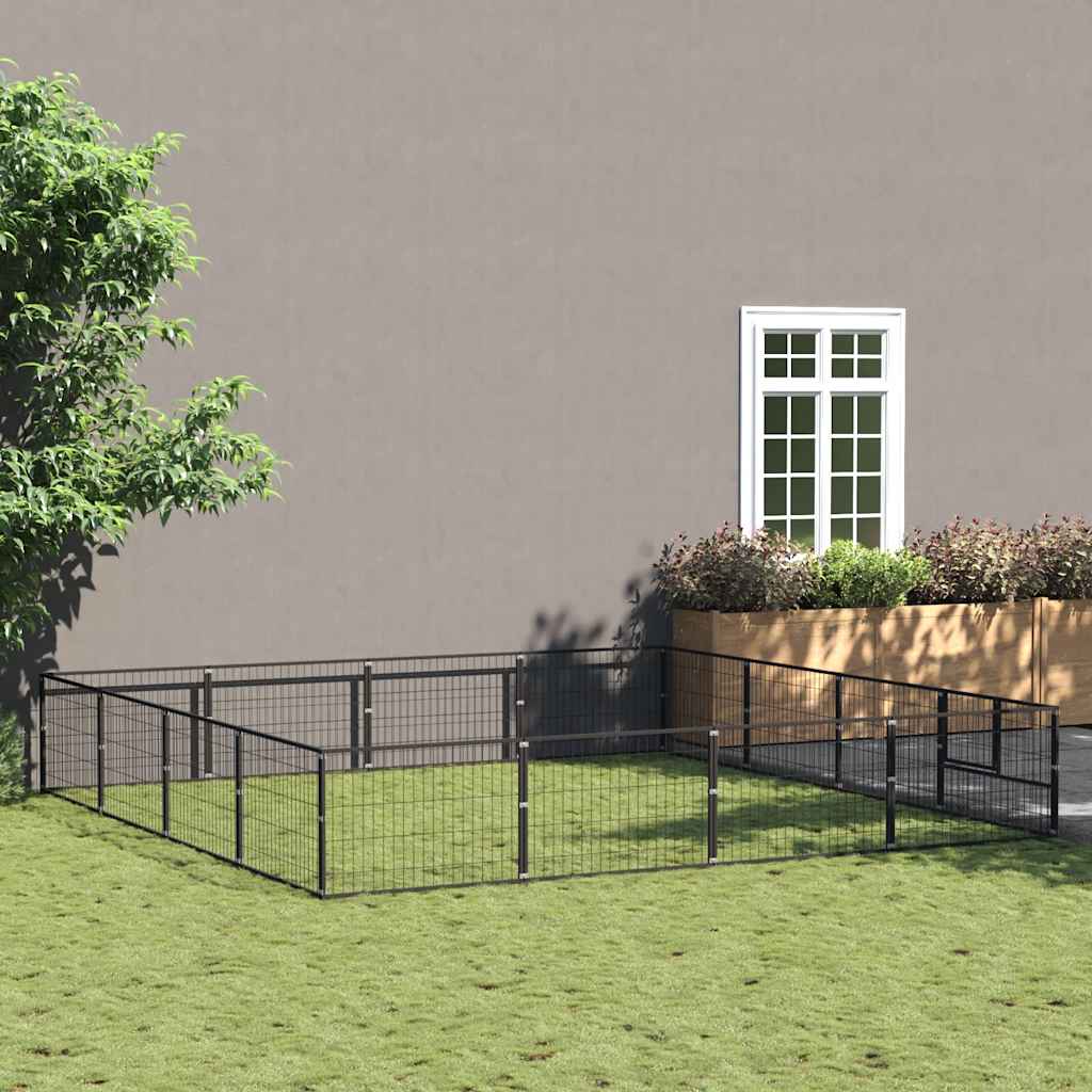 Gabbia per Cani Nera 16 m² in Acciaio | homemem39
